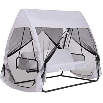 Outsunny Balancelle de jardin convertible 3 places grand confort