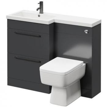 Napoli 390 Gloss Grey Vanity Unit Toilet Suite