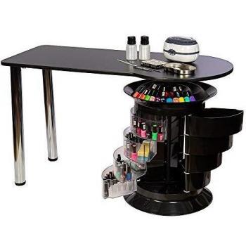 Mesa de Manicura y Maquillaje con Cajonera Doble Elite (Negro)