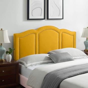 26 inch Strutted Headboard in Mustard Plush for Super King