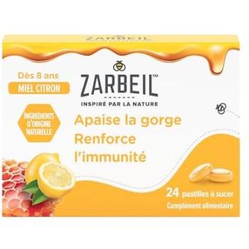 Zarbeil Miel-Citron Pastilles pour Gorge & Immunité – 24 bûtes