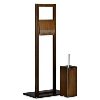 Ensemble de salle de bain WC : brosse et porte-papier en bambou