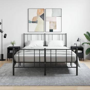 Tables de chevet noires en bois d'ingénierie