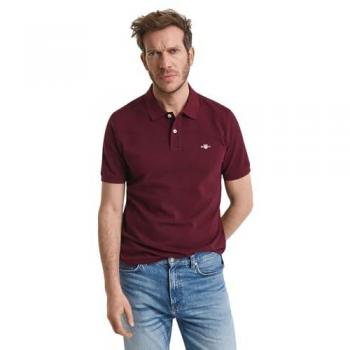 Gant Reg Shield Men's Short Sleeve Polo – Bordeaux Mélange, Small