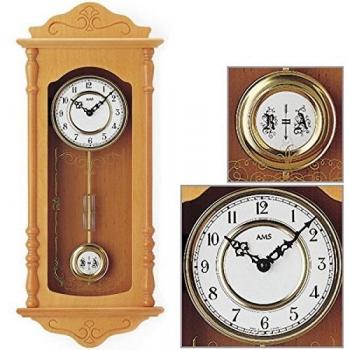 AMS Quarz-Wanduhr, Holz, 95 x 42 x 26 cm