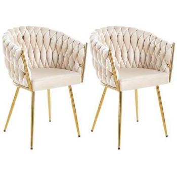 Elegance Beige – Set di due sedie in velluto, Shally Dogan