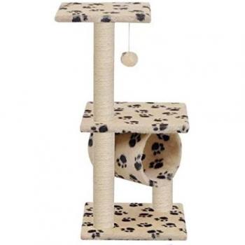 Albero per Gatti 65 cm con Tiragraffi Sisal e Motivo Zampe Beige