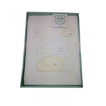 Coperta culla bimba bimbo ricamo orsetto TU