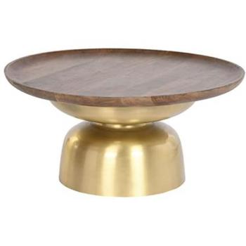 Table basse élégante dorée en bois de mangue 80 cm
