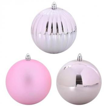 Ensemble Festif de Boules de Noël 9 Pcs Rose