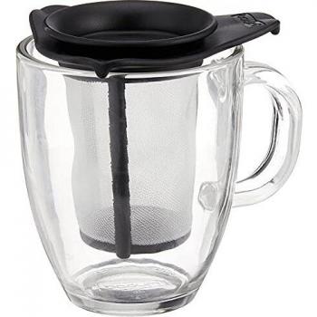 Bodum Yo Yo Set Glass Mug Tea Strainer 0.35 L/12 oz Black