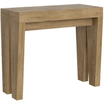 Table Extensible en Bois Clair 14 Personnes 40 à 300 cm avec Support Mobile
