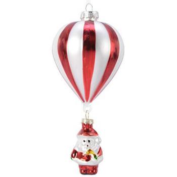 Decorazione per Albero di Natale Babbo Natale con Mongolfiera 15 cm