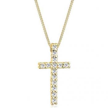 Elli Kreuz Halskette für Damen in 925 Sterling Silber vergoldet
