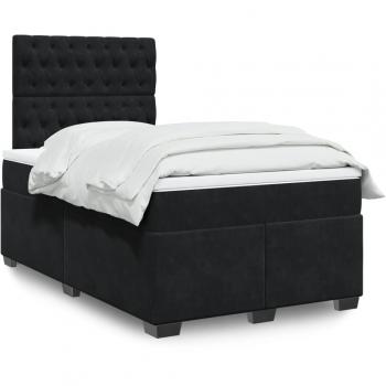 Black Velvet Box Spring Bed with Mattress 120x200 cm vidaXL