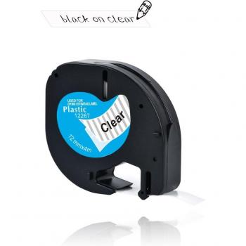 Étiquette Yance LT 12267 compatible Dymo LetraTag 12mm noir sur transparent