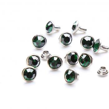 100 Sets 6mm & 8mm Emerald Crystal Rivets with Silver Base for Fashion