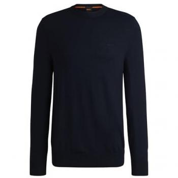 BOSS Rundhals-Pullover in Blau, Größe 50
