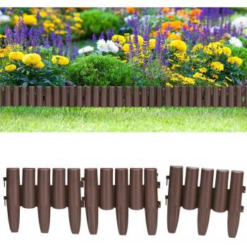 Bordure de Jardin Plastique 3Pcs Marron 6,72m