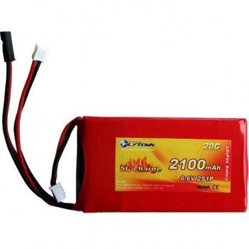Flytown 2100 mAh LiFePO₄ Senderbatterie 6,6 V 20C (2S1P) – geeignet für Futaba 8J/10J