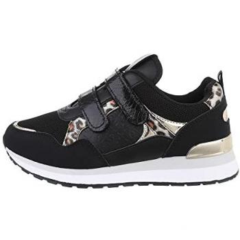 Ital-Design Damen Low-Top Sneakers in Gold und Schwarz