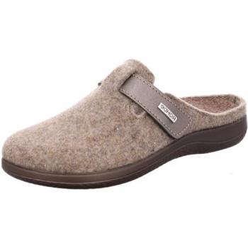 Rohde Hausschuh BARI Clog für Damen, Komfortweite G, Klettverschluss, Größe 37, beige