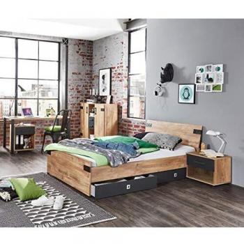 Chambre adulte PEGANE imitation chêne poutre