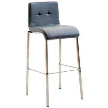 KADO Barhocker CLP – 4‑Stuhlfuß aus Edelstahl, graues Kunstleder