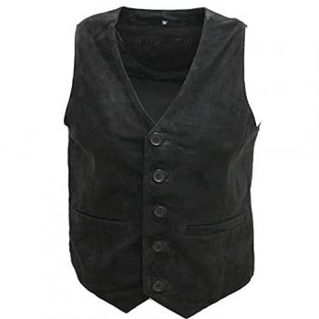Infinity Leather Men's Classic Black Suede Waistcoat
