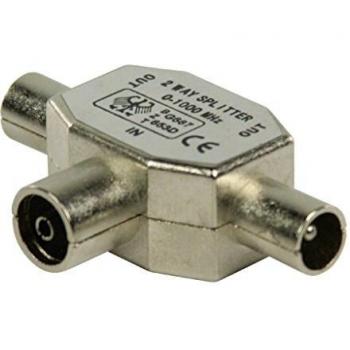 2 Way Metal COAX TV Aerial Cable Indoor Splitter 1 Female PLUG to 2 male SOCKETS