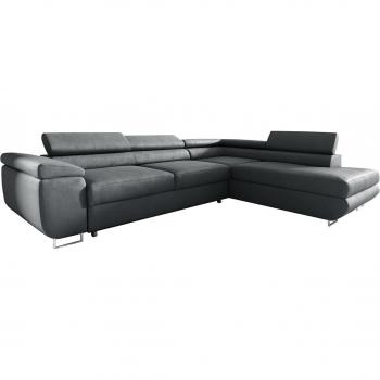Sofá de esquina Lyam 4 lugares gris oscuro convertible