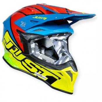 Casque de motocross Just1 J39 Thruster Fluo Bleu-Rouge-Noir taille M