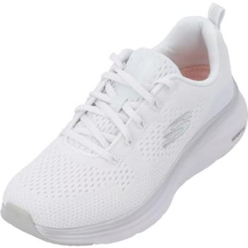 Skechers Womens Vapor Foam Midnight Glimmer Slip‑on, White/Silver, 2.5, Vegan Textile