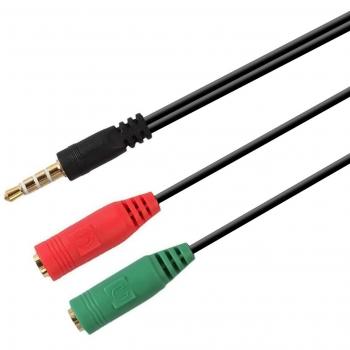 Adaptador Aisens A128-0354, 3.5 mm Macho a 2 x 3.5 mm Hembra, 20 cm, Negro
