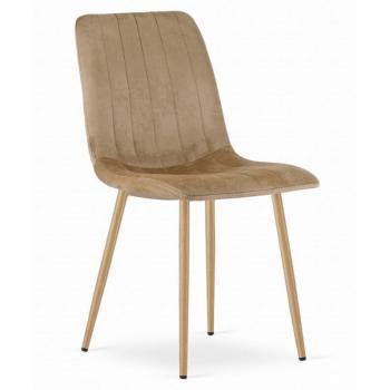 Sedia Lava – velluto marrone, gambe legno colore