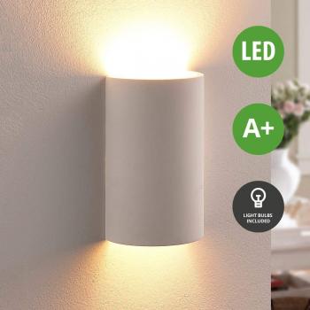 Modern Colja Wall Sconce in White by Lindby, Plaster/Clay, 1 G9 Bulb, Living Room & Dining Room