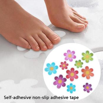 10‑Piece Anti‑Skid Bathroom Mat Stickers with Flower Pattern