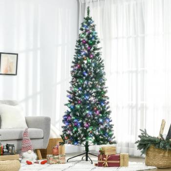 7ft Green Pencil Christmas Tree with 350 Colorful LED Lights
