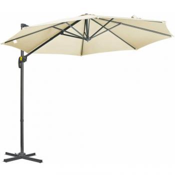 Giordanoshop Ombrellone Esterno Grande in Alluminio e Acciaio Ø294x248 cm Bianco Crema