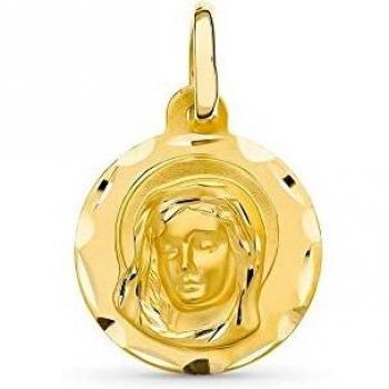 Virgen Niña medalla en oro 18k 14mm. Detalles para Primera Comunión