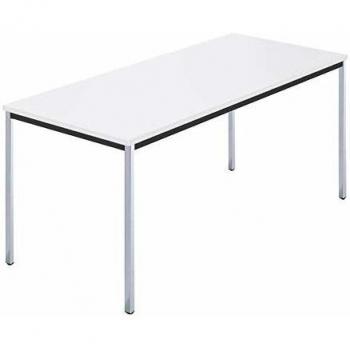 Rechtecktisch, verchromtes Vierkantrohr, BxT 160 x 80 cm, weiß