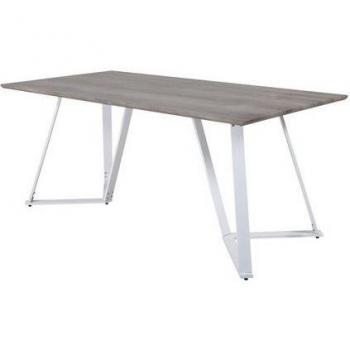 Marina Dining Table – MDF + Acier – Blanc-Gris – 6 places