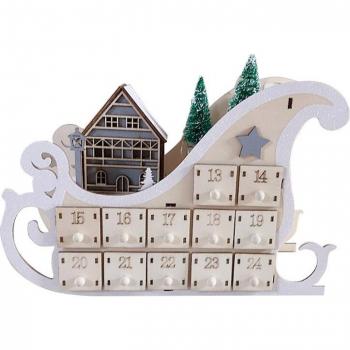 Christmas Treehouse Sleigh Countdown Calendar with Lights