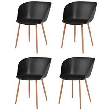 Sedie 4x vitaXL per tavola – nero, plastica sedile, acciaio gambe