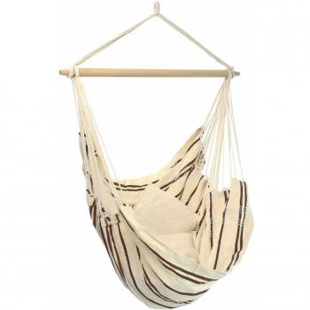 Sedia a Sospensione in Cotone Brasiliano con Struttura in Legno e Corda Resistente, Design Amazonas, Colore Cappuccino, Dimensioni 160x130 cm