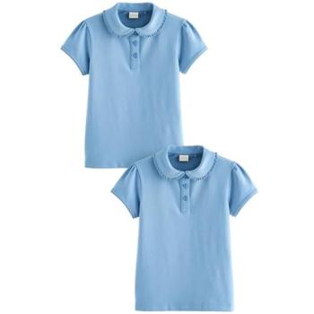 Next Majica Plava – Blaues 2er-Pack Baumwolle Stretch Spitzkragen Schule Polo Top (3–16 Jahre)