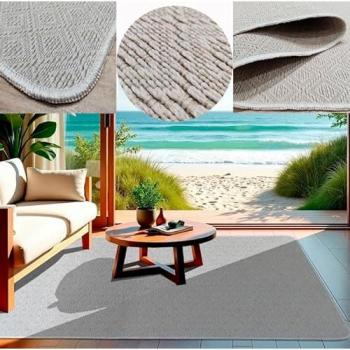 TADI & IMPERIO Rubí Beige 140x200 – Alfombra resistente al clima
