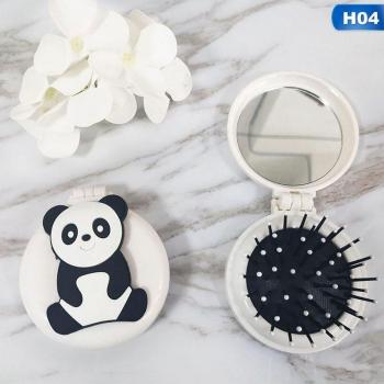 Cepillo de pelo portátil unicornio, 1 unidad con espejo y masaje