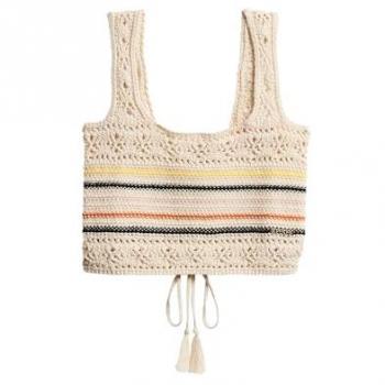 Débardeur Superdry Dames Crème à Laçage Taille 42