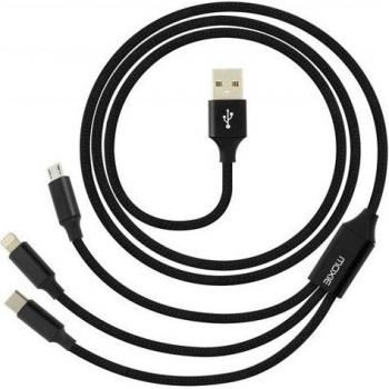 Adattatore 3 in 1 Lightning‑USB‑C‑Micro‑USB di Moxie – Nero